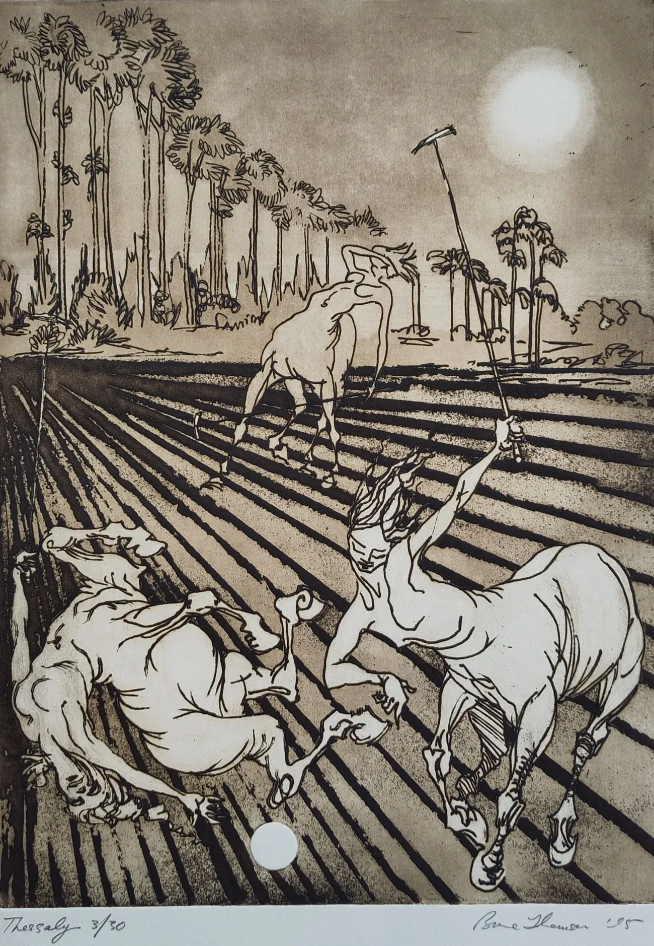 Thessaly (Centaurs Playing Polo), Etching by Bruce Thomson