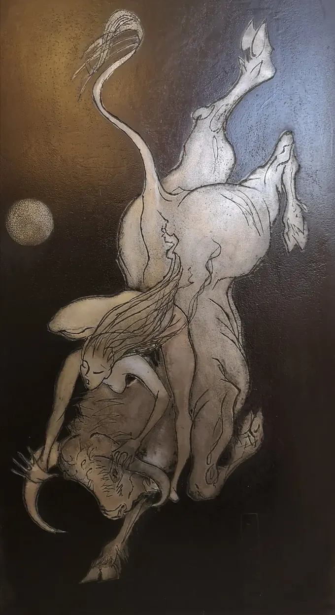 Europa and the Bull, Etching plate by Bruce Thomson