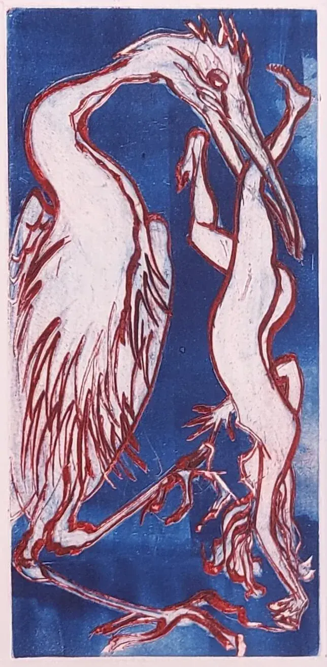 Leda & the Swan, Etching by Bruce Thomson