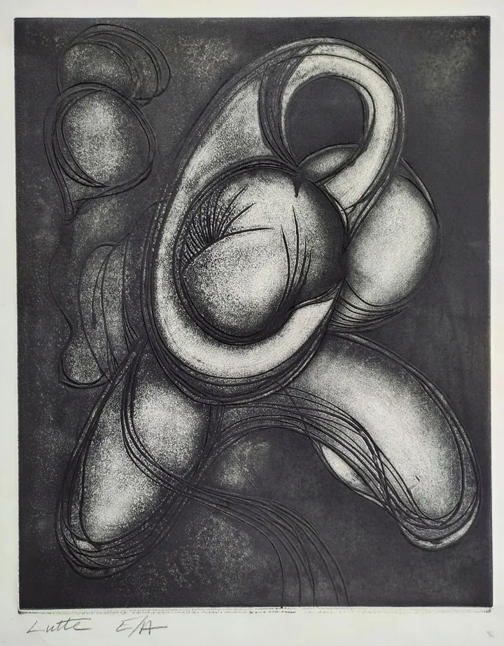 Lutte, an etching by Bruce Thomson