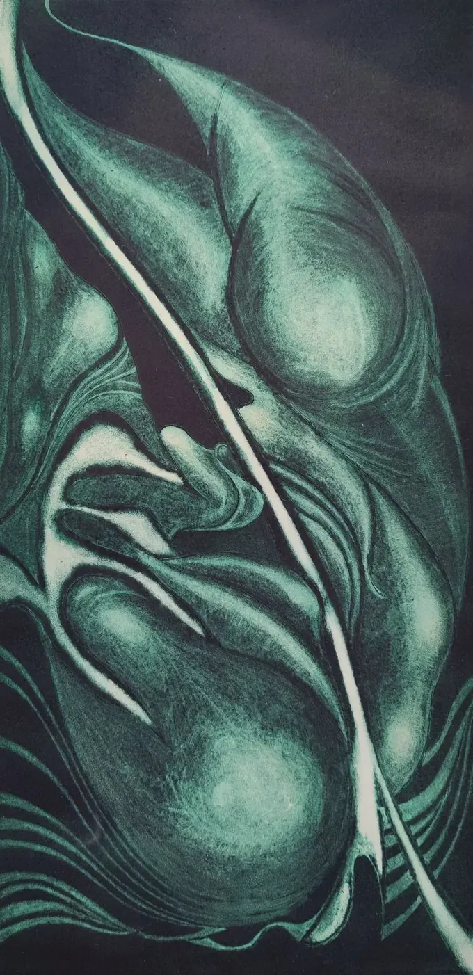 Abstract Etching Heart, Etching by Bruce Thomson