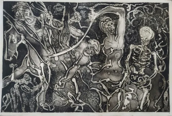 The Witches' Revelry, Etching by Bruce Thomson