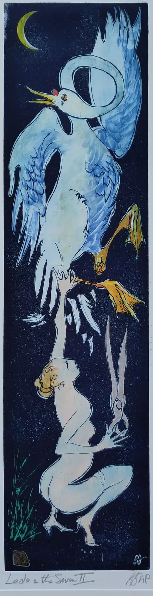 Leda and the Swan II, Etching by Bruce Thomson