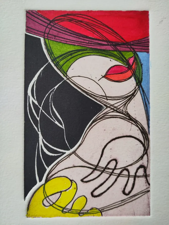 Woman in a Red Hat, Etching by Bruce Thomson