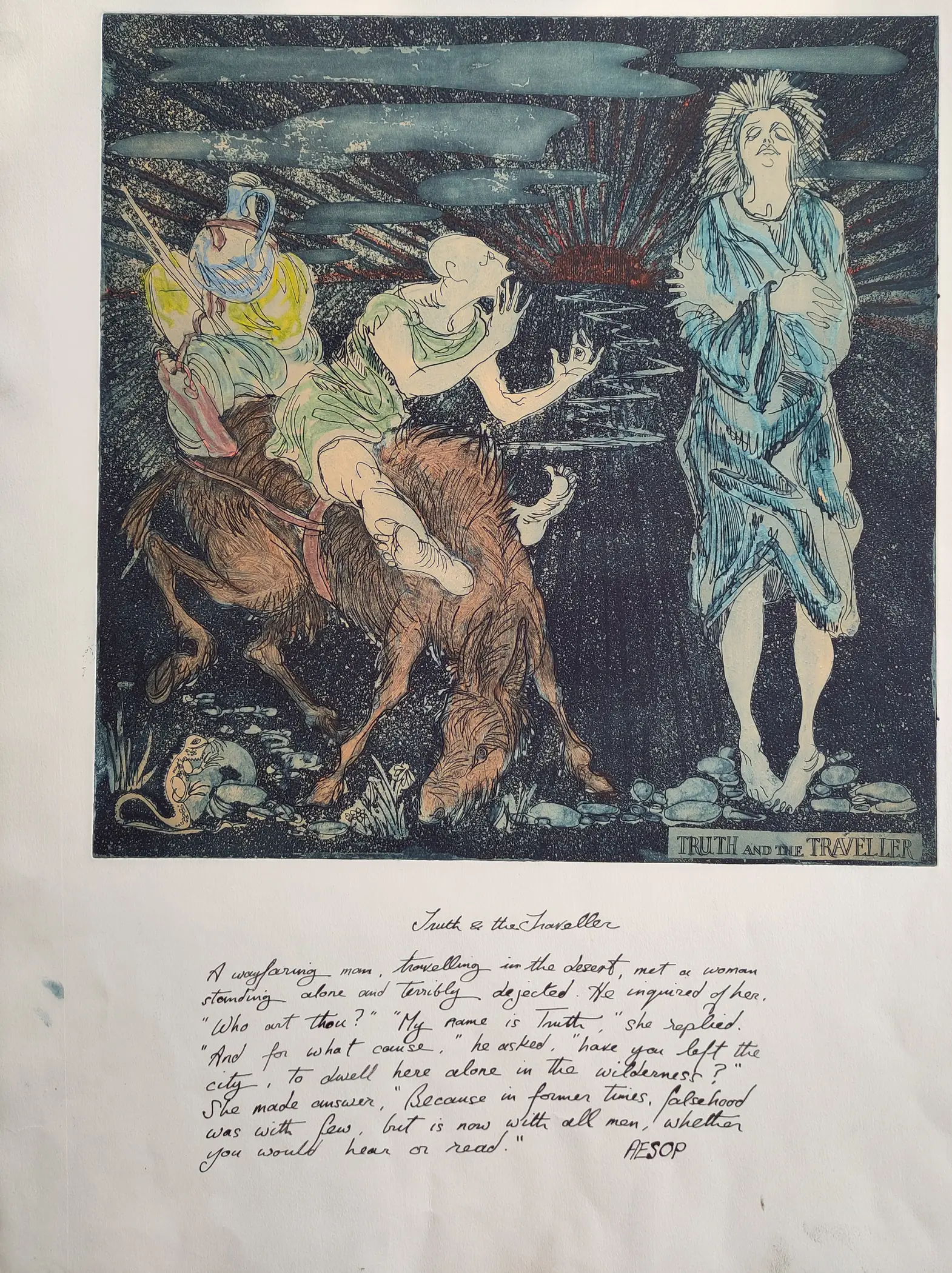 Truth and the Traveller (II), Etching by Bruce Thomson