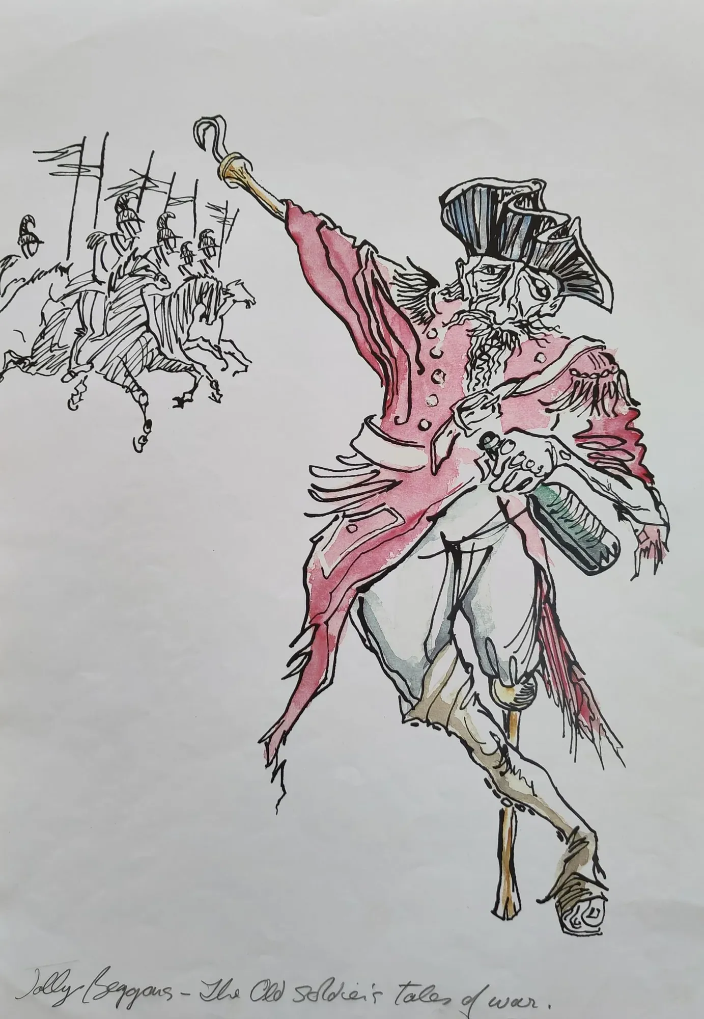 The Old Soldier's Tales of War, a The Jolly Beggars illustration by Bruce Thomson