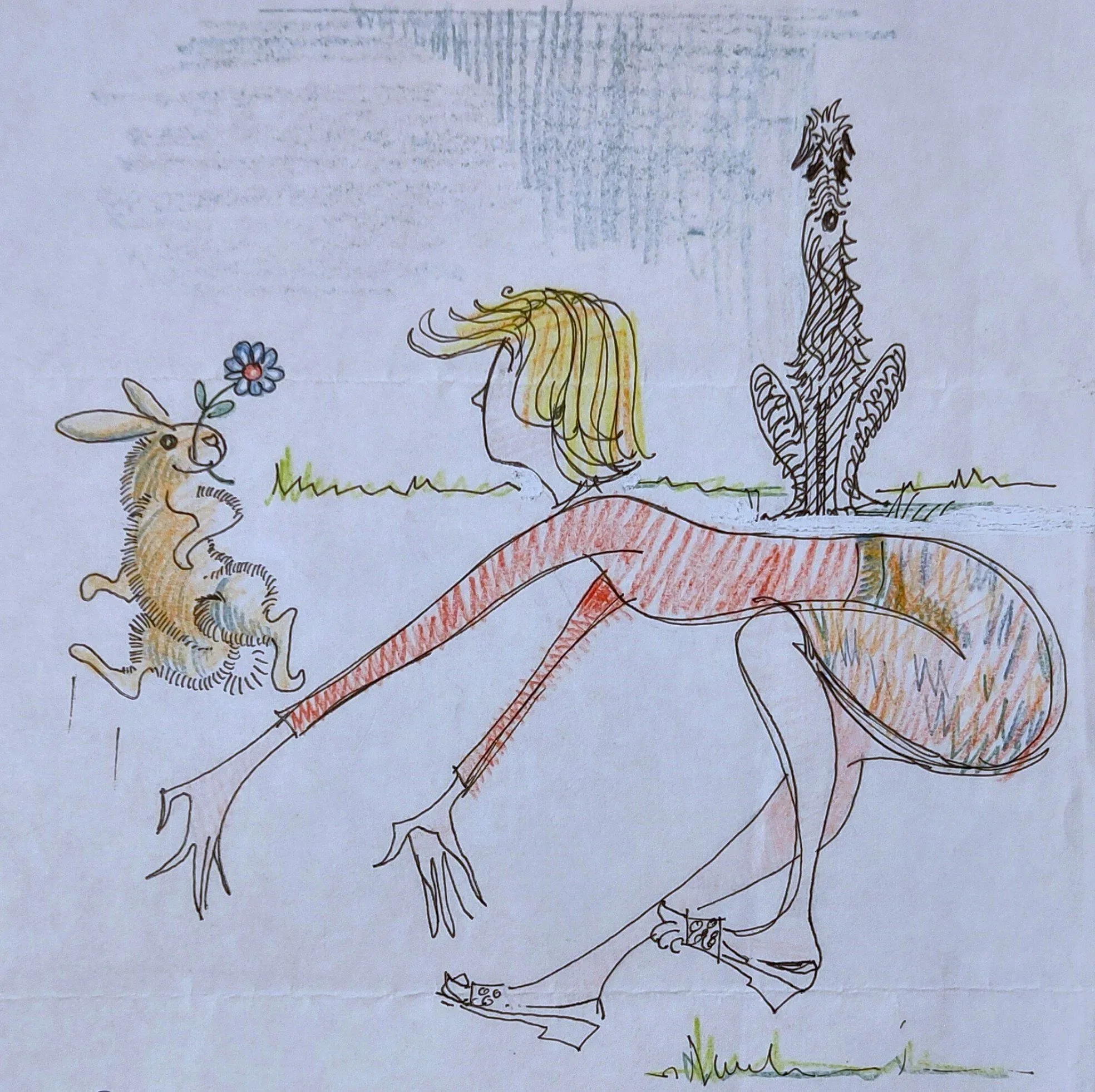 The Rabbit Catcher, a Letter home illustration by Bruce Thomson