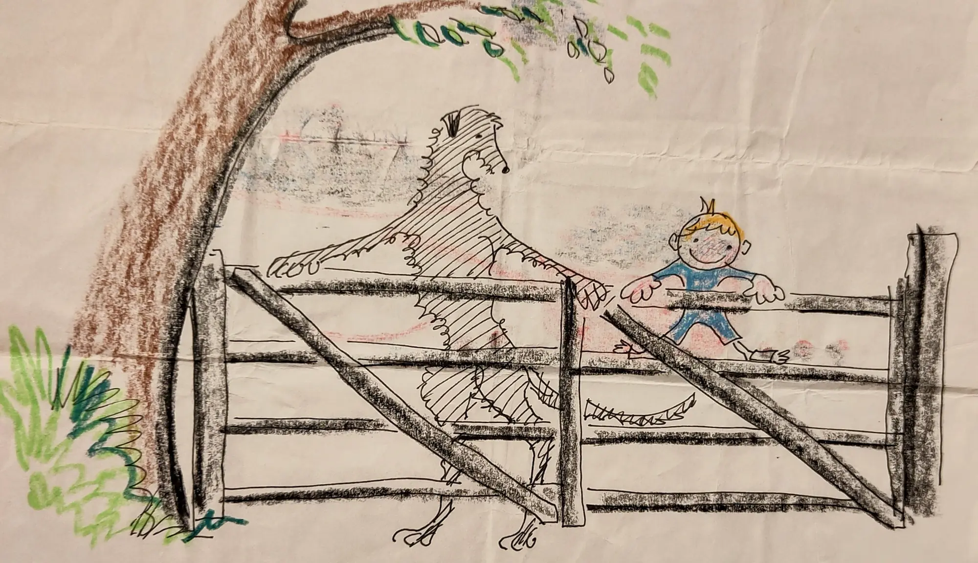 Charlie and the Deerhound, a Letter home illustration by Bruce Thomson