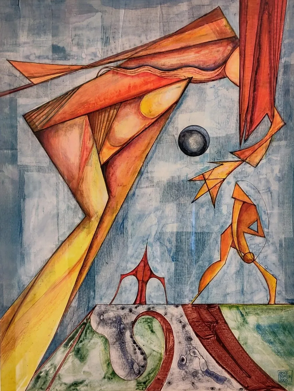 Volley, mixed-media abstract by Bruce Thomson